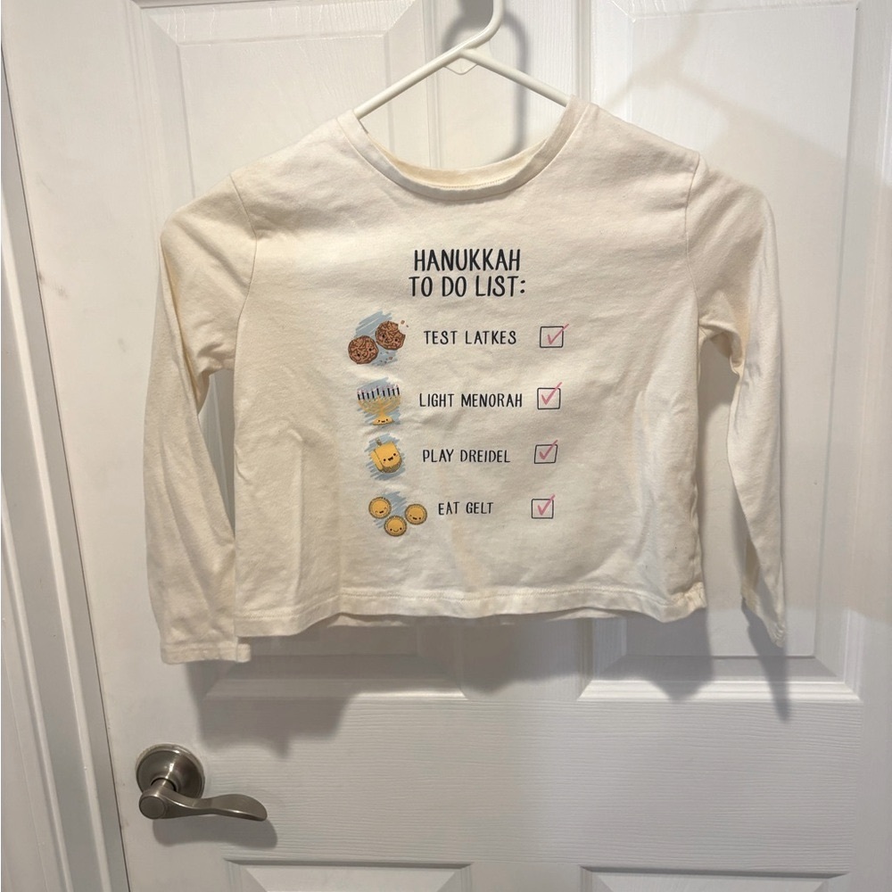 Girls Cream Long Sleeve Hanukkah Shirt